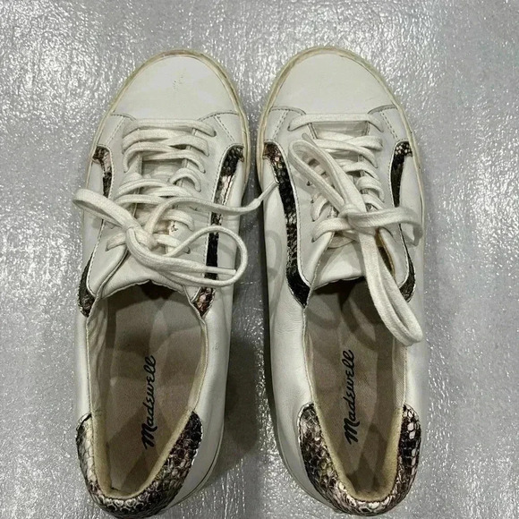 [W9M/M7M]Madewell Sidewalk Low-Top Sneakers in Snake  Embossed Leather - Picture 3 of 11